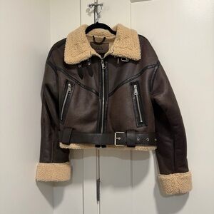Zara Biker Belted Double faced short jacket